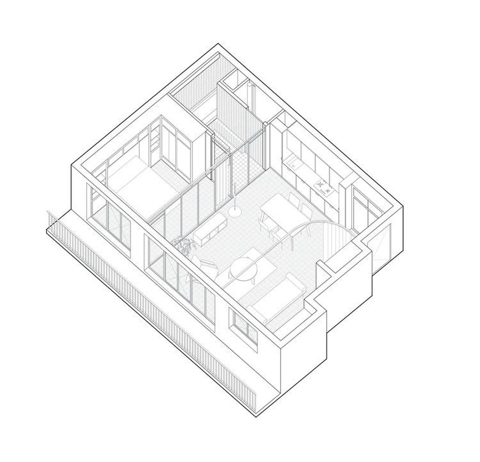 Bất ngờ: Căn hộ 42 m2 rộng gấp đôi chỉ nhờ... những tấm rèm - 3 Bất ngờ: Căn hộ 42 m2 rộng gấp đôi chỉ nhờ... những tấm rèm - 3