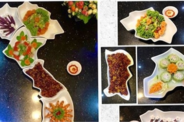 Mâm cơm đẹp mắt hình chữ S chào mừng Quốc khánh