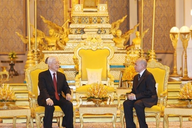 Tổng Bí thư, Chủ tịch nước Nguyễn Phú Trọng hội đàm với Quốc vương Campuchia Norodom Sihamoni