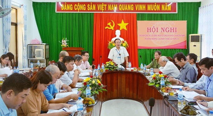 Ông Lương Kim Sơn-GĐ sở LĐ-TB&XH phát biểu chỉ đạo hội nghị. 