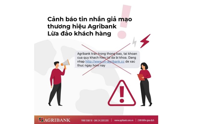 Agribank cảnh báo tin nhắn giả mạo lừa đảo khách hàng - Ảnh 1.