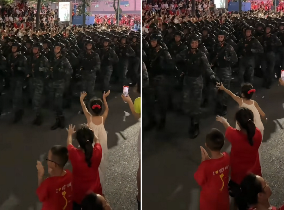 Clip “bé gái được chiến sĩ tham gia diễu binh tặng kẹo” nổi bật tuần qua