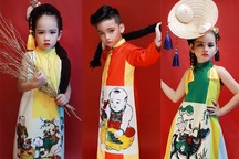 Dàn mẫu nhí Hà thành diện áo dài lấy cảm hứng từ tranh Đông Hồ