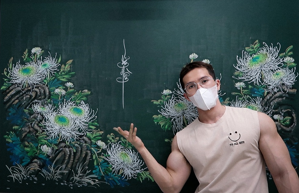 Thầy giáo cơ bắp TPHCM có biệt tài vẽ tranh bằng phấn sống động - 10