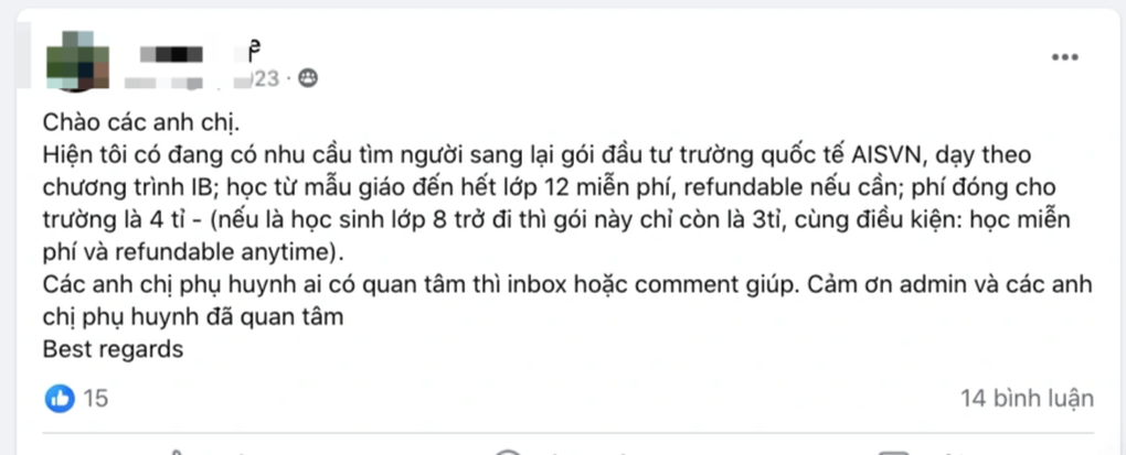 Cám cảnh phụ huynh Trường Quốc tế Mỹ, đòi nợ chưa được lại… đóng tiền - 1 Cám cảnh phụ huynh Trường Quốc tế Mỹ, đòi nợ chưa được lại… đóng tiền - 1