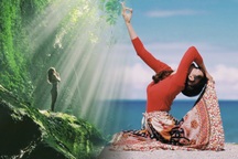 "Én vàng" Phụng Yến tạo dáng yoga gợi cảm ở thác nước, rừng sâu