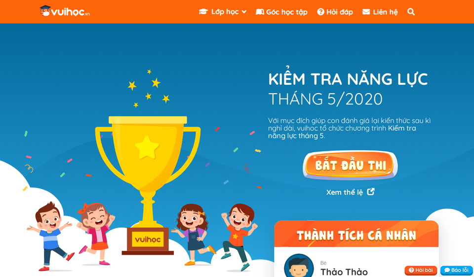 Học sinh Tiểu học cả nước được kiểm tra năng lực miễn phí trên Vuihoc.vn - 1 Học sinh Tiểu học cả nước được kiểm tra năng lực miễn phí trên Vuihoc.vn - 1