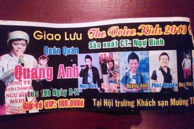 Tự ý bán vé thu tiền tại đêm giao lưu Quán quân The Voice Kids 