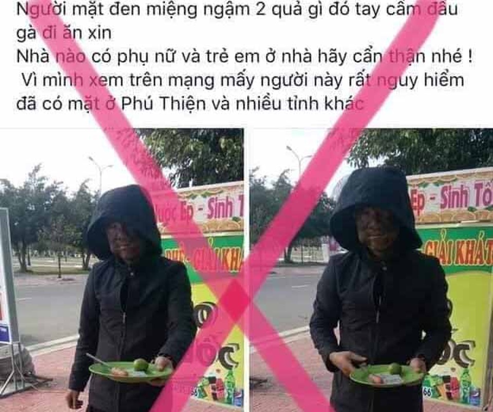 Công an triệu tập 2 người tung tin thất thiệt về “gã ăn xin mặt đen” - 1 Công an triệu tập 2 người tung tin thất thiệt về “gã ăn xin mặt đen” - 1