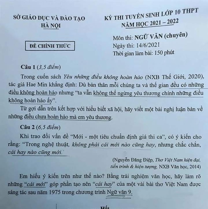 Đề Văn hay, tạo “đất diễn” cho học sinh bày tỏ quan điểm - Ảnh 1.