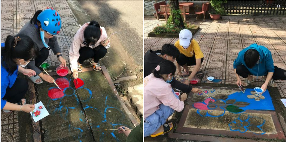 Thanh niên Bình Phước cùng nhau thay “áo mới” cho những nắp cống - 1 Thanh niên Bình Phước cùng nhau thay “áo mới” cho những nắp cống - 1