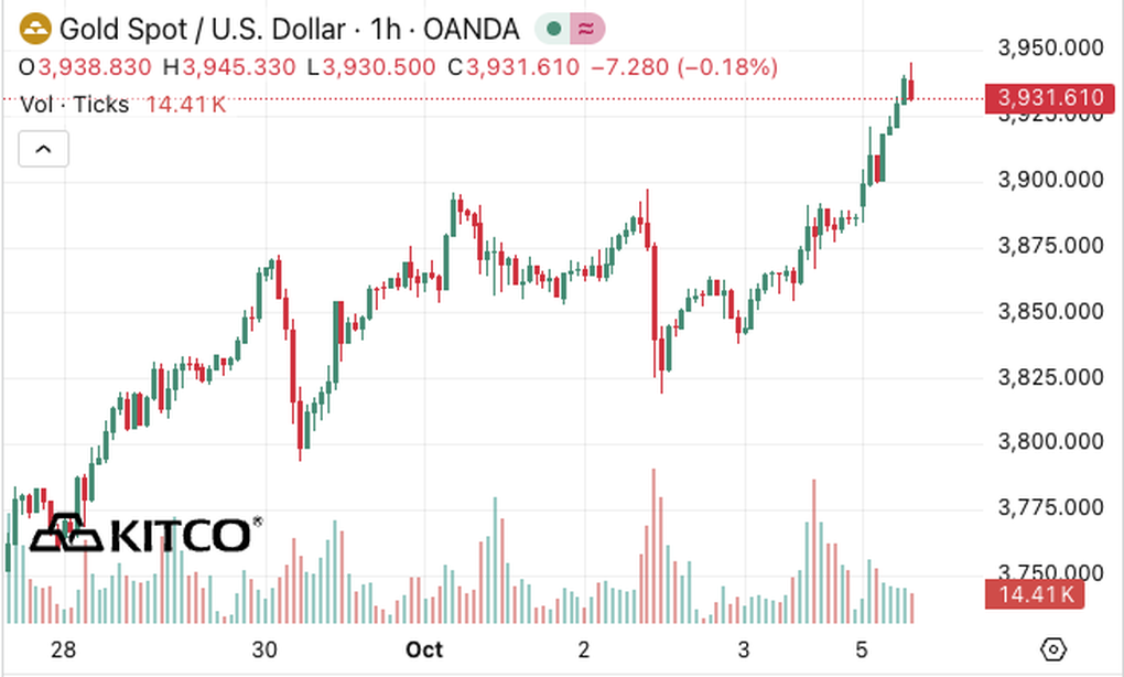 Giá vàng thế giới xuyên thủng mốc 3.900 USD/ounce, chuyên gia nêu cảnh báo - 1