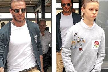 Romeo Beckham để cùng kiểu tóc với bố