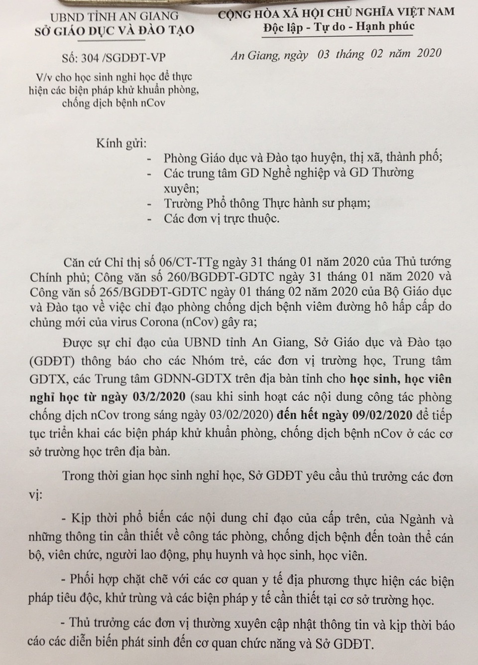 Thêm nhiều tỉnh thành miền Tây cho HS, SV nghỉ học tránh virus corona - 1 Thêm nhiều tỉnh thành miền Tây cho HS, SV nghỉ học tránh virus corona - 1