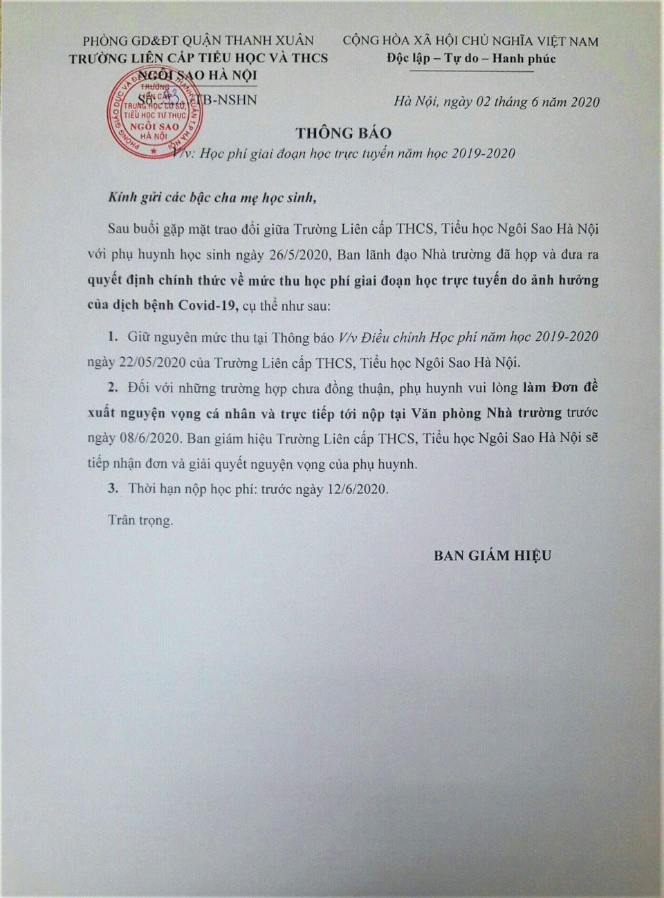 Học phí online trường Ngôi Sao: Ban giám hiệu thông báo giữ nguyên - 1 Học phí online trường Ngôi Sao: Ban giám hiệu thông báo giữ nguyên - 1