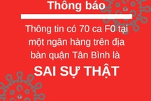 TPHCM bác thông tin "70 ca F0 tại một ngân hàng"