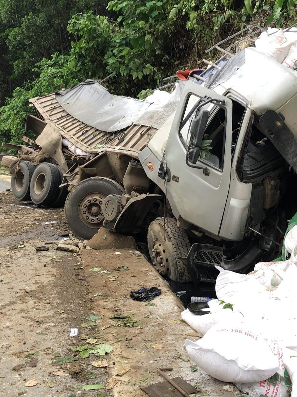 Ô tô tải mất lái trên đường Hồ Chí Minh, tài xế tử vong trong cabin - 1