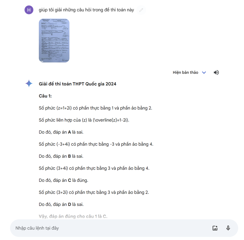 Thử tài Chatbot AI giải đề toán tốt nghiệp THPT 2024: Kết quả đầy bất ngờ - 3 Thử tài Chatbot AI giải đề toán tốt nghiệp THPT 2024: Kết quả đầy bất ngờ - 3