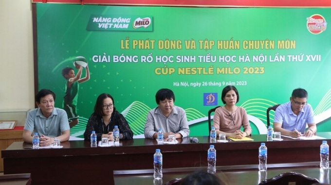 Lễ phát động Giải Bóng rổ học sinh Tiểu học Hà Nội năm 2023 được tổ chức tại Trường Tiểu học Ngô Quyền.