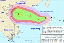 Cơn bão số 11 hướng vào miền Bắc