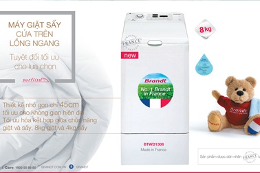 Brandt máy giặt sấy “cửa trên – lồng ngang” siêu phẩm đến từ nước Pháp!