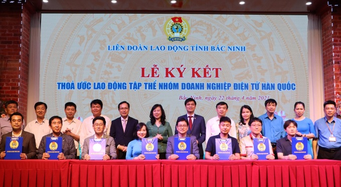 Bắc Ninh: Ký kết Thỏa ước lao động với doanh nghiệp điện tử Hàn Quốc - Ảnh 1.