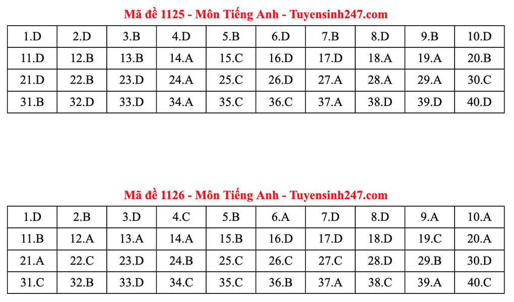 Gợi ý đáp án tiếng Anh thi tốt nghiệp 2025: Mã đề từ 1117 đến 1132 - 4 Gợi ý đáp án tiếng Anh thi tốt nghiệp 2025: Mã đề từ 1117 đến 1132 - 4