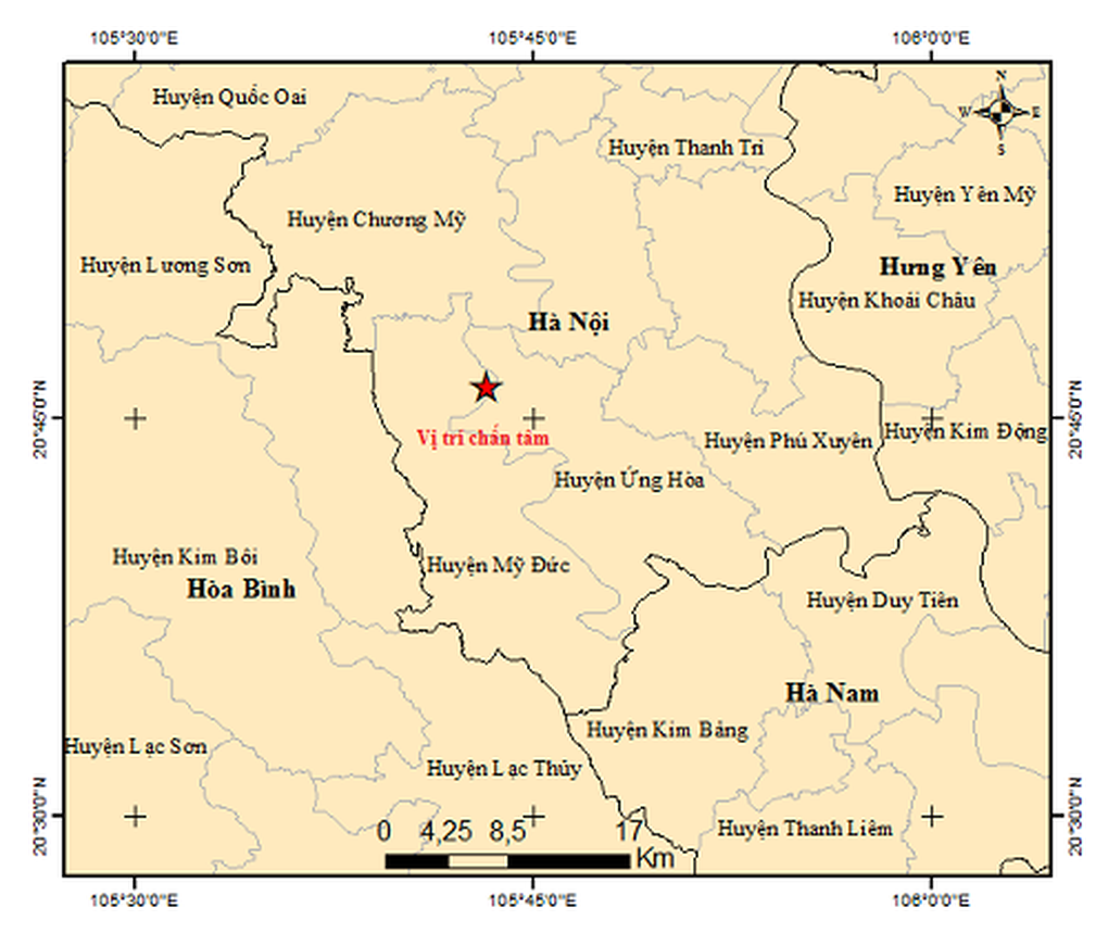 Hà Nội động đất ở huyện Mỹ Đức, người dân nội thành cảm nhận rung lắc - 1