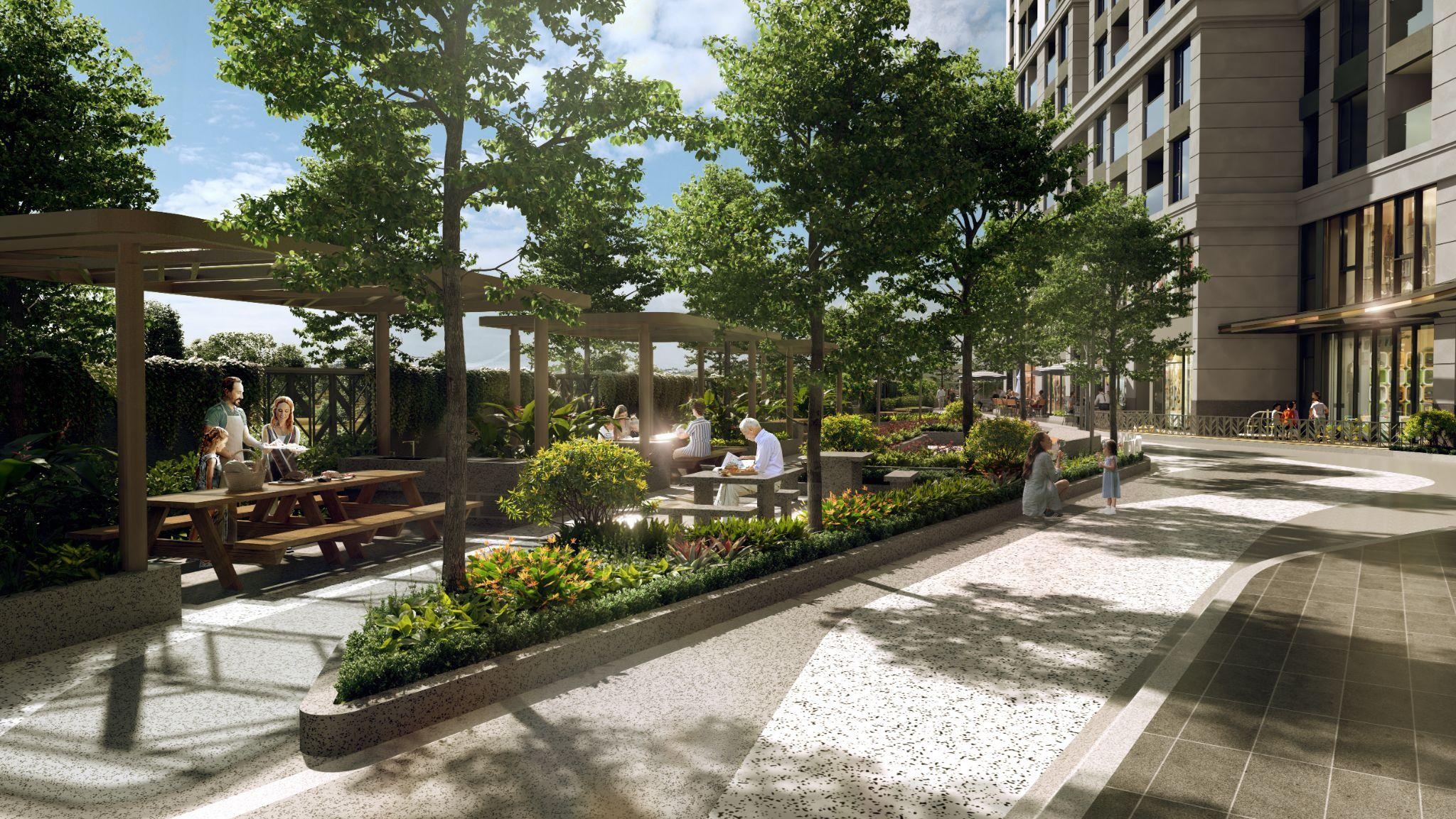 Багатошаровий зелений килим оточує квартиру Gem Park - 3 Thảm xanh đa tầng bao bọc căn hộ Gem Park - 3