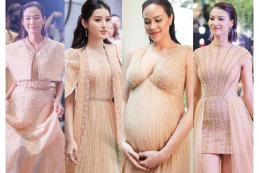Phương Mai “bế” bụng bầu catwalk cùng Thu Thuỷ, Huyền My, Hồng Quế