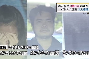 Bốn người Việt bị bắt giữ tại Nhật vì ăn cắp sữa bột