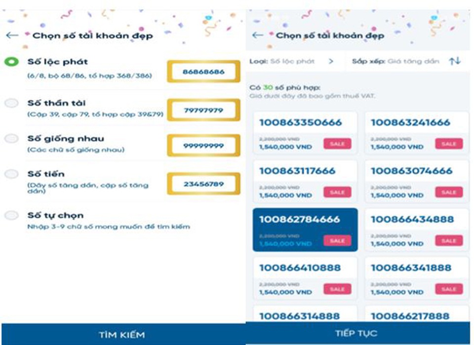 Giảm phí khi đăng ký tài khoản số đẹp trên VietinBank iPay Mobile - 4 Giảm phí khi đăng ký tài khoản số đẹp trên VietinBank iPay Mobile - 4