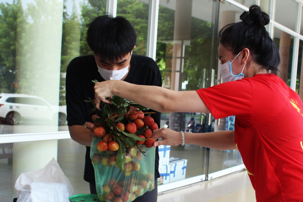 Học sinh lớp 7 phụ giúp mẹ bán vải thiều, chia sẻ với nhà nông Bắc Giang - 6