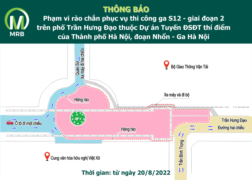Hà Nội sắp rào đường Trần Hưng Đạo để thi công nhà ga metro - 1 Hà Nội sắp rào đường Trần Hưng Đạo để thi công nhà ga metro - 1