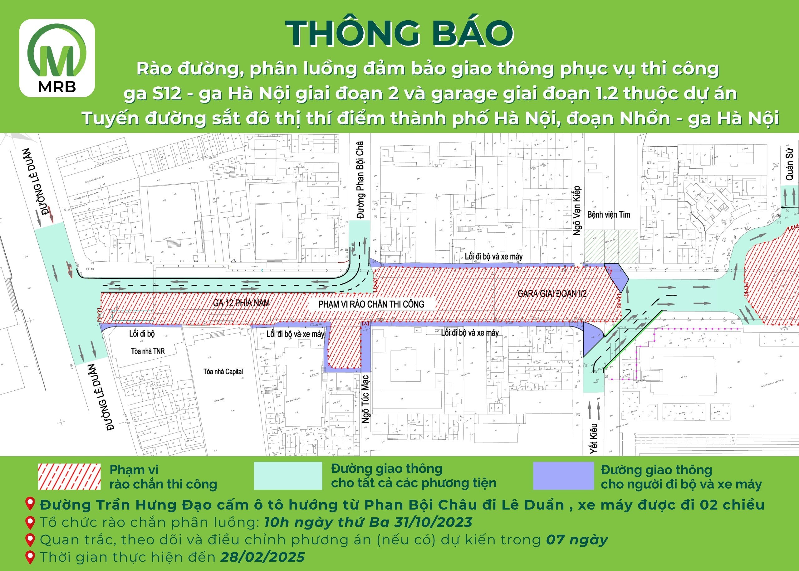 Thêm rào chắn trên đường Trần Hưng Đạo để thi công ga ngầm metro - 1