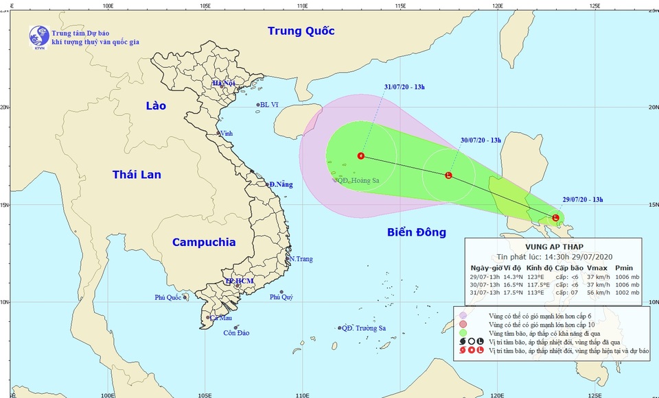 Xuất hiện một vùng áp thấp gần Biển Đông - 1 Xuất hiện một vùng áp thấp gần Biển Đông - 1