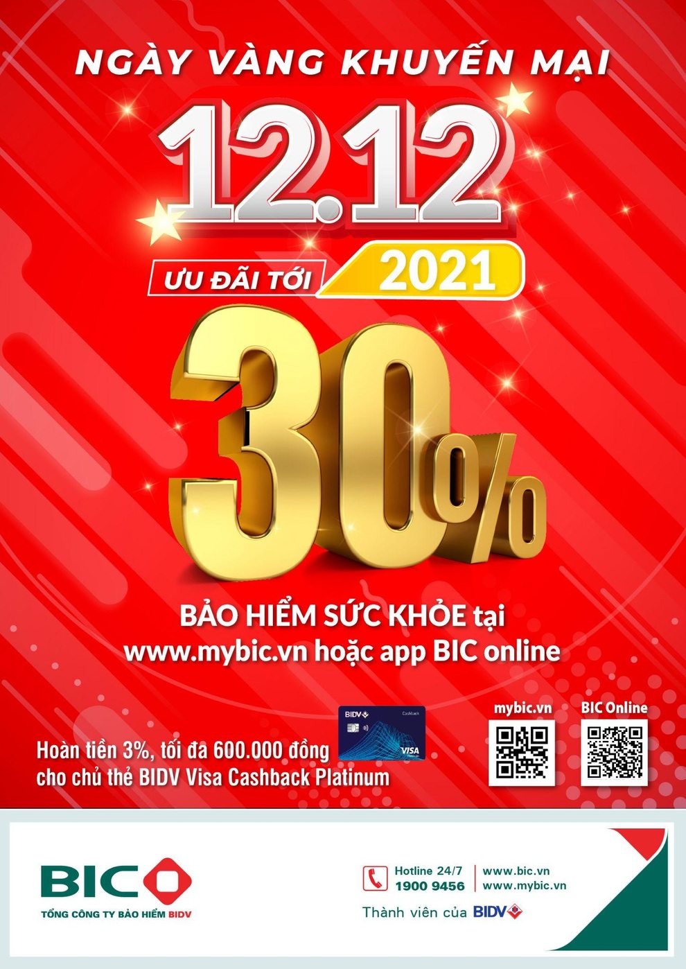 Ngày vàng 12/12: BIC giảm tới 30% phí bảo hiểm sức khỏe trực tuyến - 1 Ngày vàng 12/12: BIC giảm tới 30% phí bảo hiểm sức khỏe trực tuyến - 1