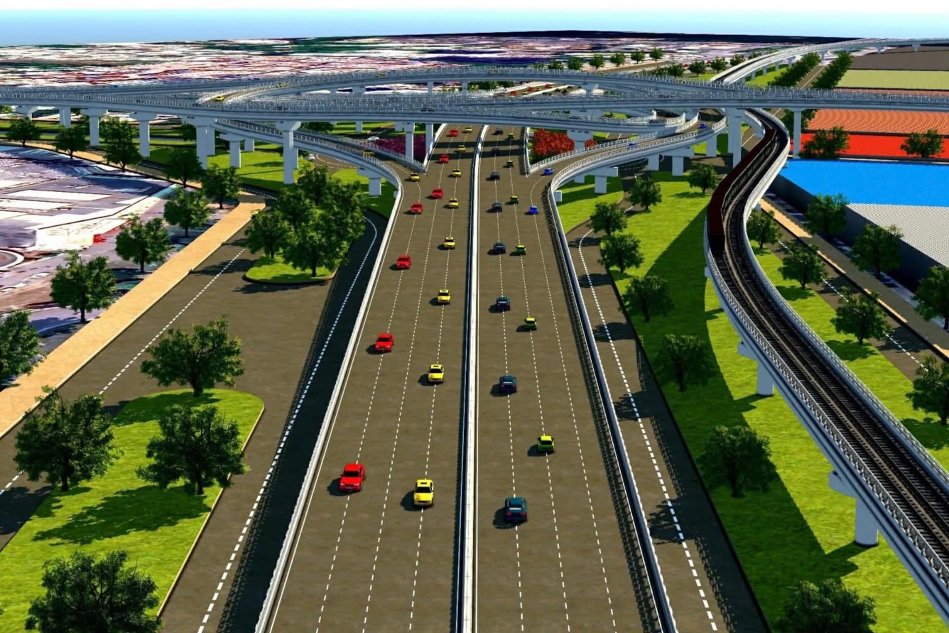 Phối cảnh nút giao 4 tầng và cầu cạn 6 làn xe dọc quốc lộ 51 qua Đồng Nai - 4