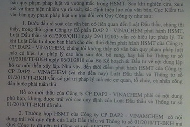 Đề nghị DAP2-VINACHEM tuân thủ đúng quy định của pháp luật