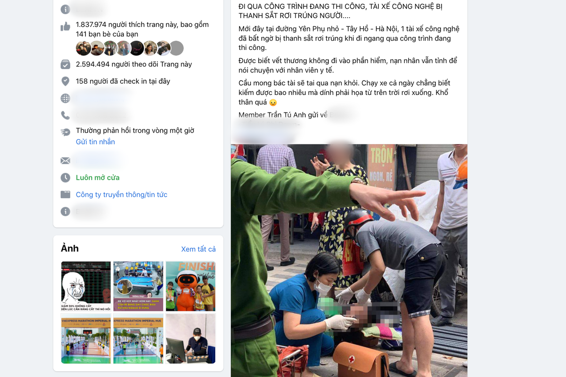 Thực hư thông tin tài xế xe công nghệ ở Hà Nội bị thanh sắt rơi xuyên người - 1 Thực hư thông tin tài xế xe công nghệ ở Hà Nội bị thanh sắt rơi xuyên người - 1