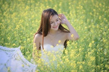 Thiếu nữ Hà thành tinh khôi, dịu ngọt bên đồng cải vàng