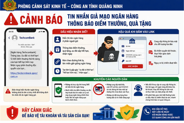 Công an Quảng Ninh cảnh báo tin nhắn giả mạo ngân hàng