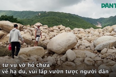 Quả đồi bị xé toạc trong vụ vỡ hồ chứa nước ở Lâm Đồng