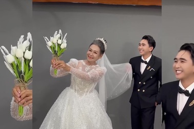 Tiktoker hóa thân thành chú rể chụp ảnh cưới với bà nội U70