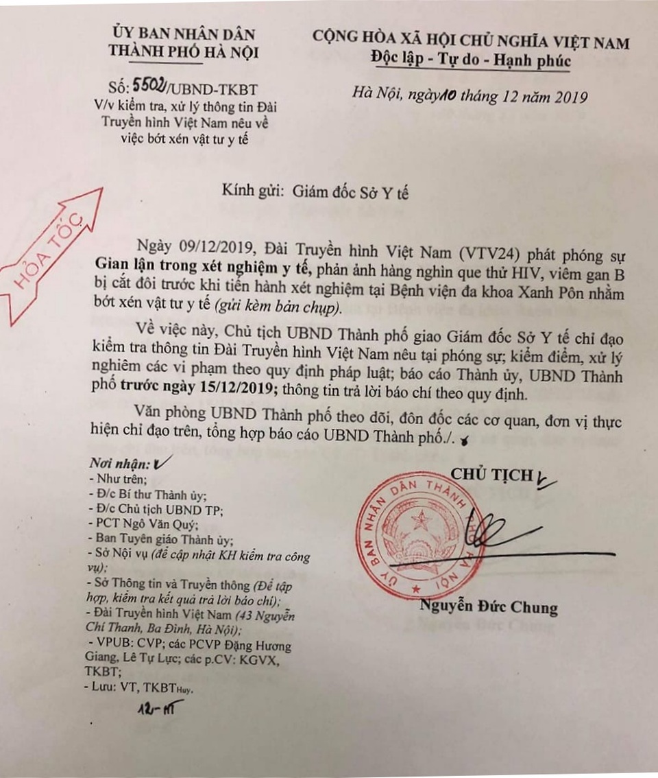 Chủ tịch UBND TP Hà Nội yêu cầu xử lý nghiêm vụ cắt đôi test thử HIV, viêm gan B - 1 Chủ tịch UBND TP Hà Nội yêu cầu xử lý nghiêm vụ cắt đôi test thử HIV, viêm gan B - 1