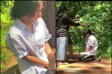 Nữ sinh bị bắt quỳ giữa đường, đánh chảy máu mũi