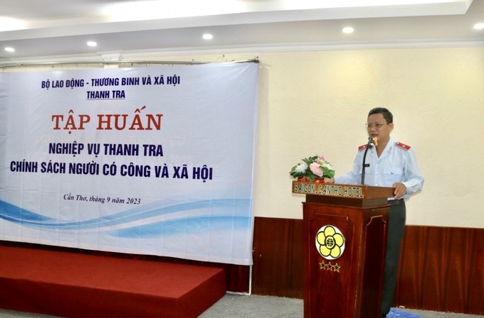 Ông Nguyễn Tiến Tùng, Chánh Thanh tra Bộ LĐ-TB&XH phát biểu chỉ đạo.