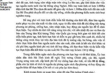 Hà Tĩnh đề nghị Trung ương hỗ trợ 80 tỷ đồng chống hạn