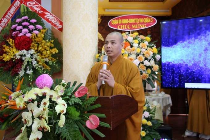 Đại đức Thích Minh Ân báo cáo tóm tắt Phật sự 6 tháng đầu năm 2022.