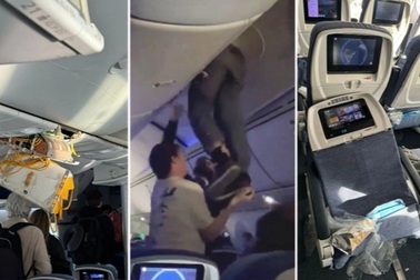 Máy bay gặp nhiễu động, hành khách bị hất văng mắc kẹt trên khoang hành lý